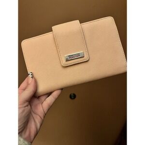 Kenneth Cole Reaction Large Light Pink Wallet W/Black &Pink Interior & Mirror